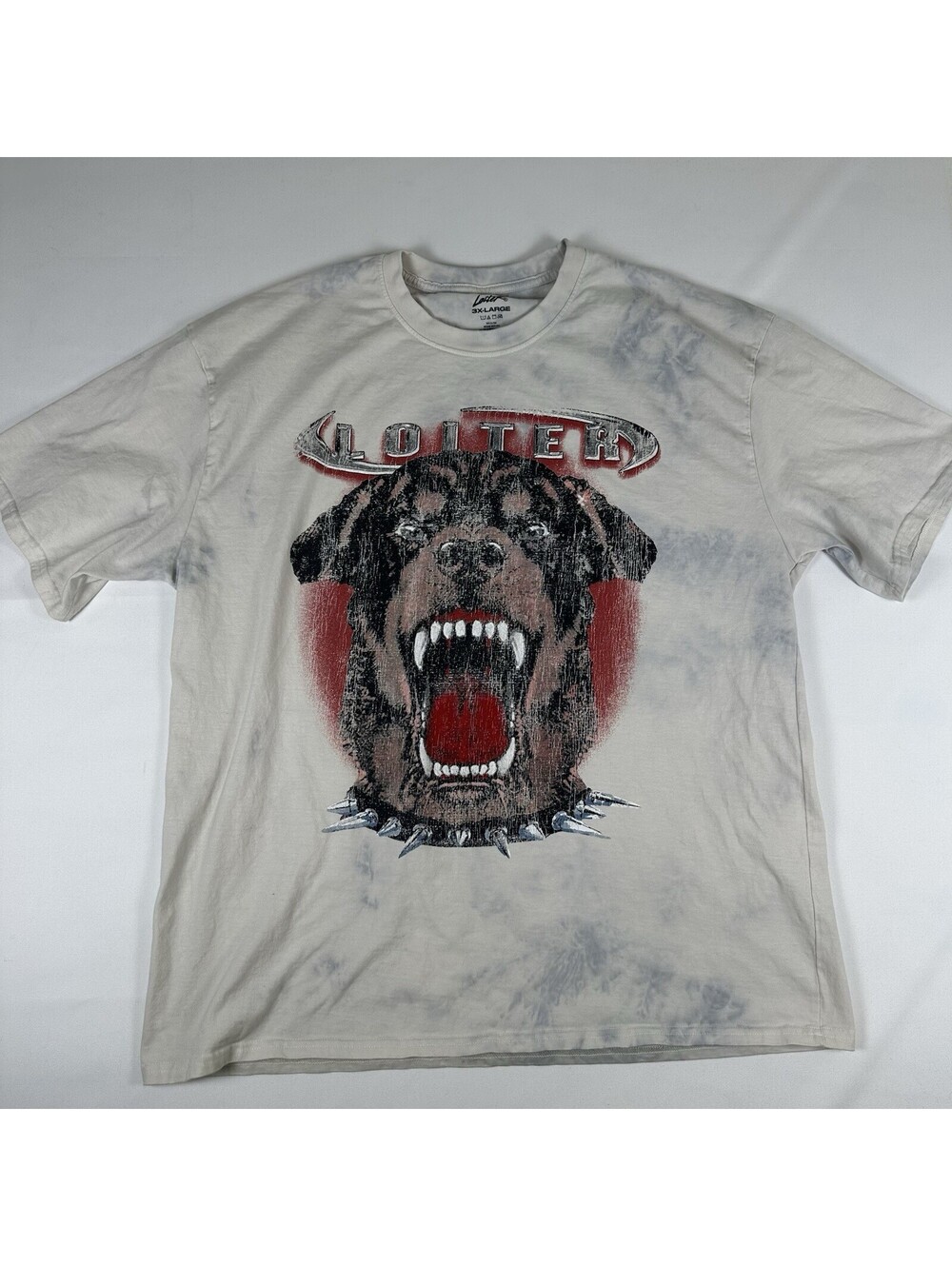 Loter 3XL Black Light Rottweiler T-Shirt Double Sided Distressed Y2K Gothic